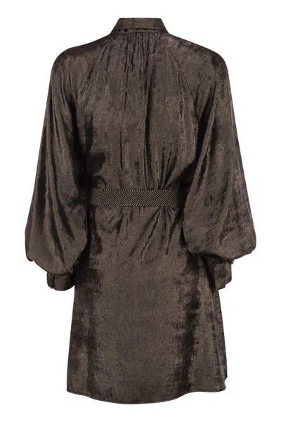 Weekend Max Mara Bunny1234 - Laminated Chiffon Dress In Brown