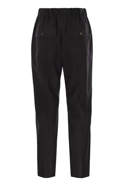 Weekend Max Mara Hateley - Wool Flannel Trousers In Black