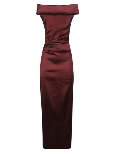 Max Mara Satin Dress In Burgundy