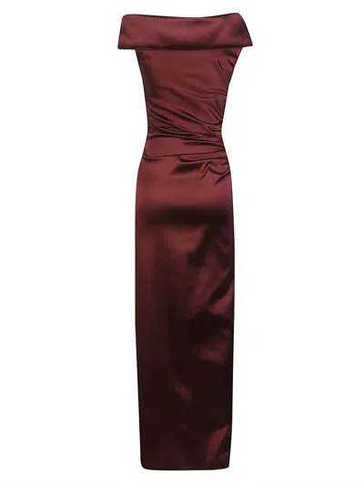 Max Mara Satin Dress In Burgundy