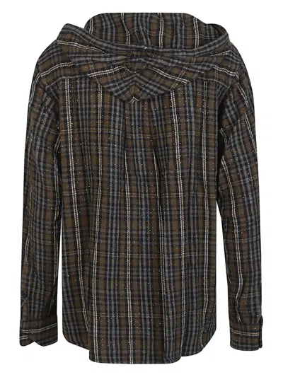 P.a.r.o.s.h Parosh Check Pattern Shirt With Rhinestone Embellishments In Green