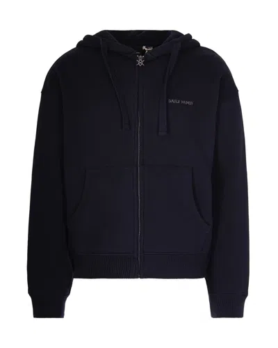 Daily Paper Boxy Black Hoodie With Adjustable Hood And Embroidered Logo In Black