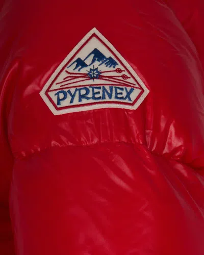 Pyrenex Fitted Glossy Nylon Puffer Jacket With Padded Pockets In Red