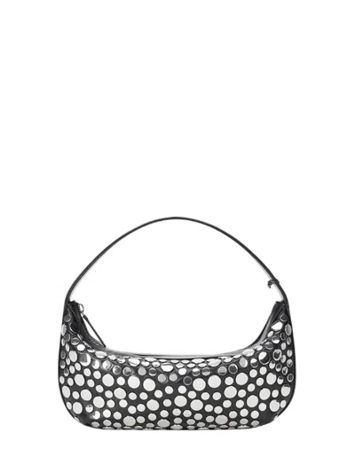 Staud Nappa Leather Shoulder Bag Rivets Design In Black