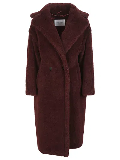 Max Mara Bordeaux Teddy Bear Icon Coat In Alpaca And Wool In Burgundy