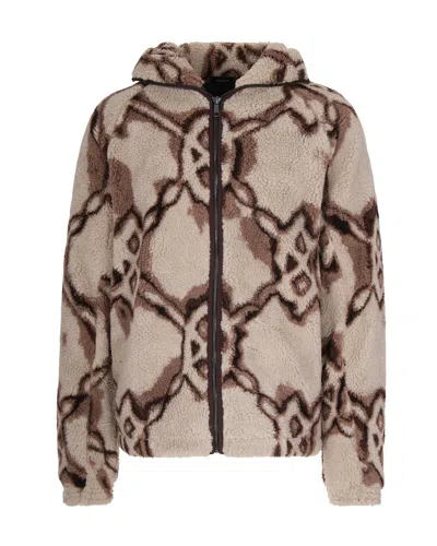 Daily Paper Relaxed Fit Fleece Sweatshirt With Abstract Pattern And Hood In Brown