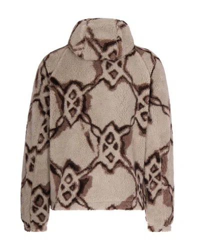 Daily Paper Relaxed Fit Fleece Sweatshirt With Abstract Pattern And Hood In Brown