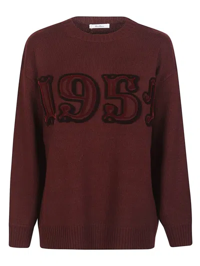 Max Mara Burgundy Wool Blend Fido Sweater In Burgundy