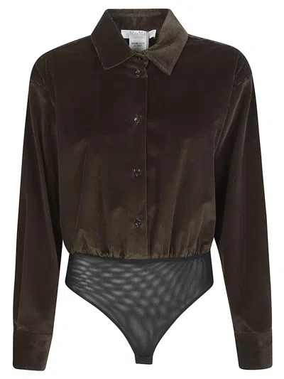Max Mara 'fertile' Velvet Body Shirt In Brown