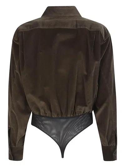 Max Mara 'fertile' Velvet Body Shirt In Brown