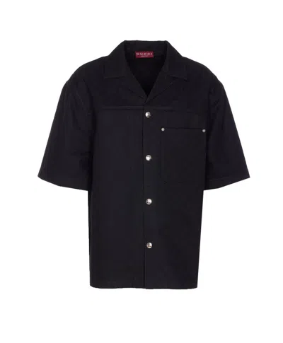 Gucci Classic Short-sleeve Cotton Shirt In Black