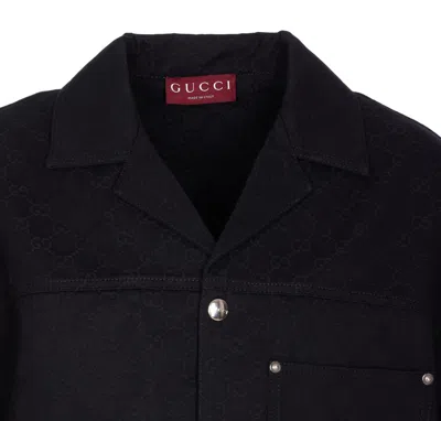 Gucci Classic Short-sleeve Cotton Shirt In Black