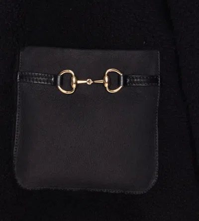 Gucci Shearling Jacket With Horsebit Details In Black