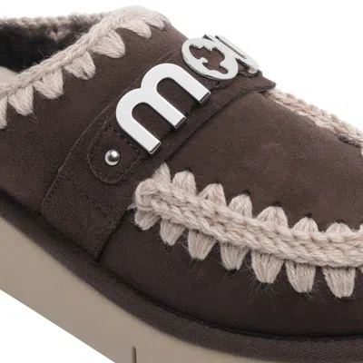 Mou Bounce Clog Slipper-mule In Brown Suede In Brown