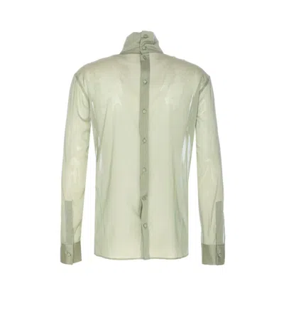 Gucci High Neck Long Sleeve Sheer Shirt In White