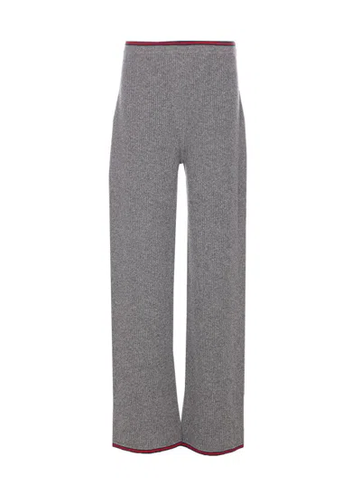 Gucci Womens Dusty Dark Grey Mc Ribbed Straight-leg Wool Knit Trousers In Gray