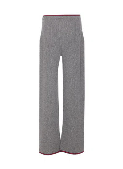 Gucci Womens Dusty Dark Grey Mc Ribbed Straight-leg Wool Knit Trousers In Gray