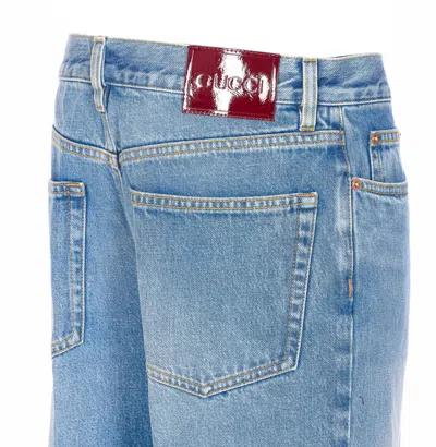Gucci Women Straight Fit Denim Jeans In Blue