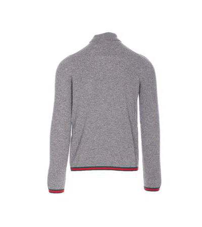 Gucci High Neck Turtleneck Sweater With Ribbed Trim In Gray
