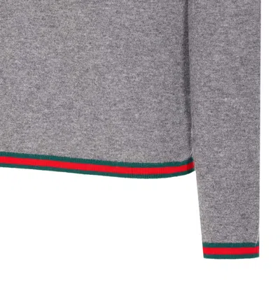 Gucci High Neck Turtleneck Sweater With Ribbed Trim In Gray