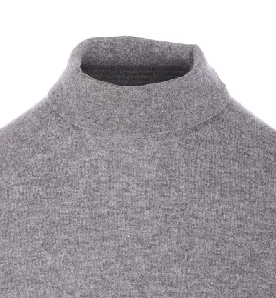 Gucci High Neck Turtleneck Sweater With Ribbed Trim In Gray
