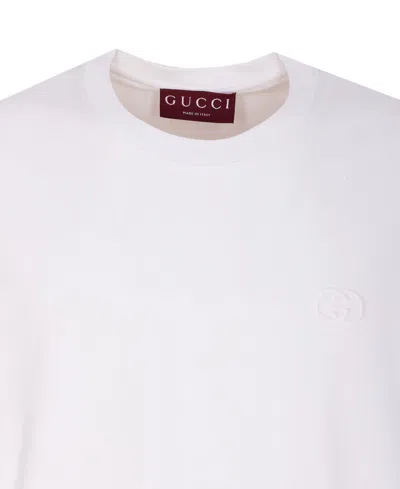 Gucci T-shirt Aus Baumwolljersey Mit Stickerei In White