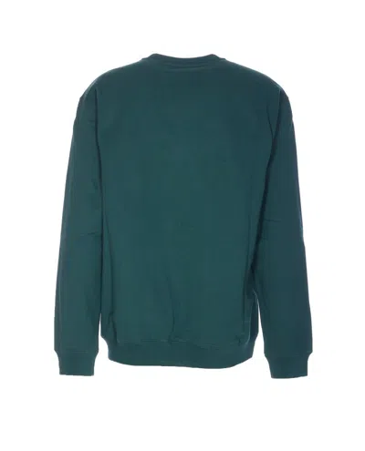 Gucci Long Sleeve Crewneck Sweatshirt With Ribbed Cuffs And Hem In Green
