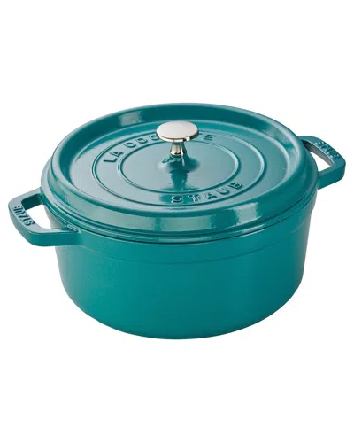 Staub Enameled Cast Iron 4qt Round Cocotte In Green