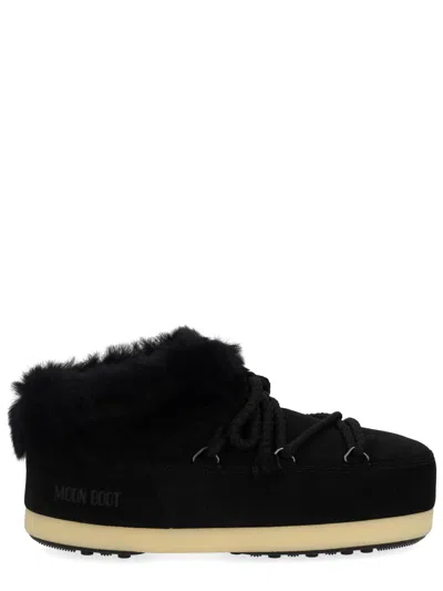 Moon Boot Suede Shearling-trim Evx Mules In Multi