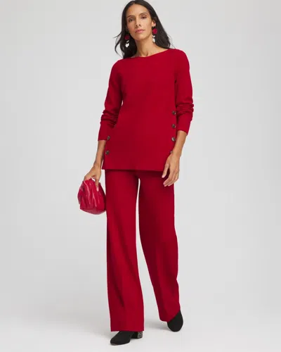 Chico's Ella Button Tunic Sweater In Carmine Red In Red