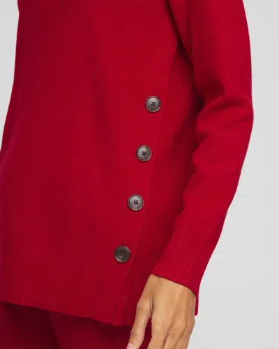 Chico's Ella Button Tunic Sweater In Carmine Red In Red
