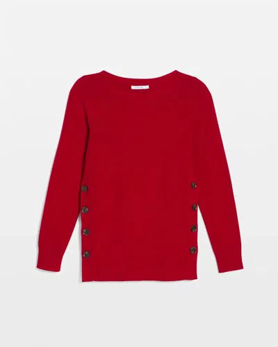 Chico's Ella Button Tunic Sweater In Carmine Red In Red