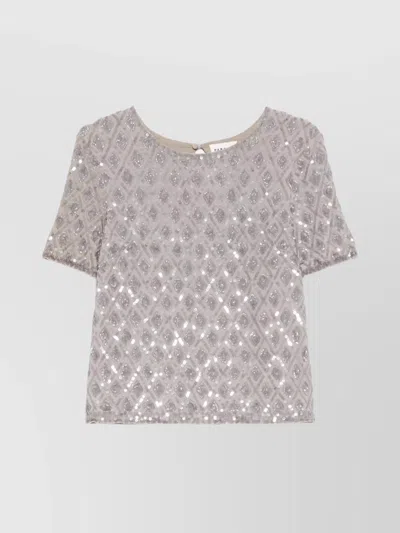 P.a.r.o.s.h Short Sleeve Top With Keyhole Back And Sequins In Multi
