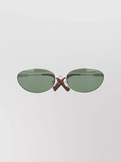 Jacquemus Oval Metal Frame Sunglasses With Tortoiseshell Tips In Silver