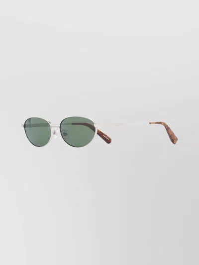 Jacquemus Oval Metal Frame Sunglasses With Tortoiseshell Tips In Silver