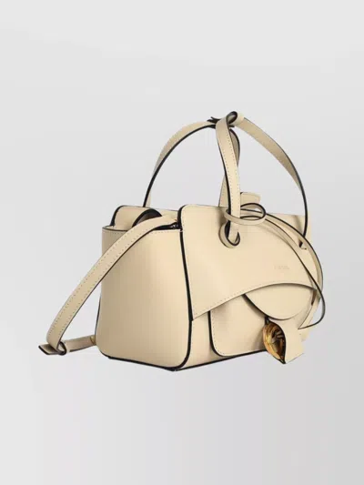 Hidesins Structured Leather Shoulder Bag Top Handle In Neutral