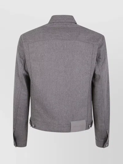 Jacob Cohen Long Sleeve Trucker Jacket With Adjustable Waist In Gray