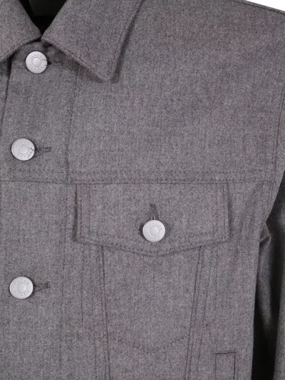 Jacob Cohen Long Sleeve Trucker Jacket With Adjustable Waist In Gray