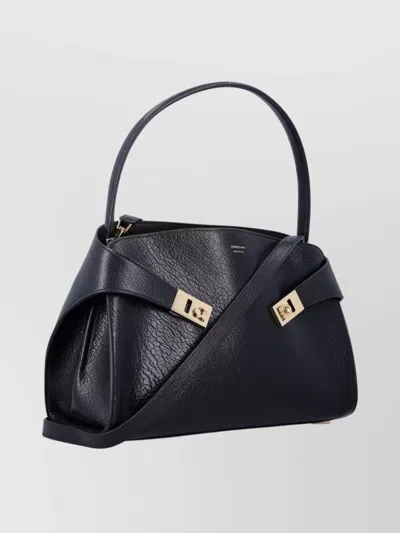 Ferragamo Hug Soft Bicolor Shoulder Bag In Calfskin In Black
