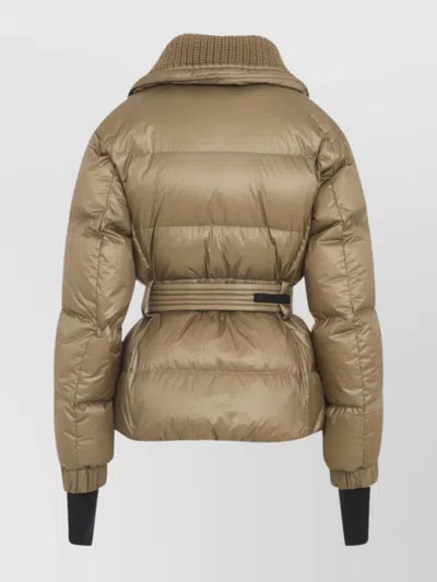 Moncler Polyamide Padded Jacket Adjustable Belt In Brown
