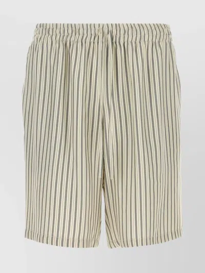 Le Kasha Embroidered Silk Bermuda Shorts With Elastic Waistband In Brown