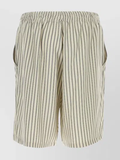 Le Kasha Embroidered Silk Bermuda Shorts With Elastic Waistband In Brown