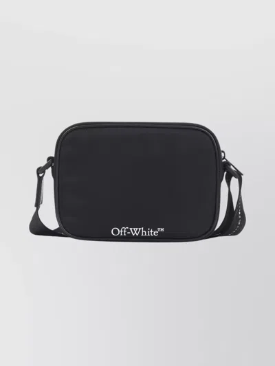 Off-white Black And White Diag Spray Polyamide Camera Bag In Black