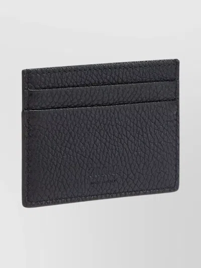 Zegna Textured Card Holder For Daily Use In Black