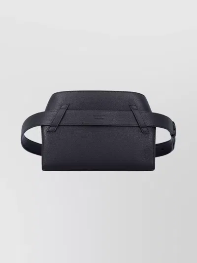 Ferragamo Leather Belt Bag Adjustable Strap In Black