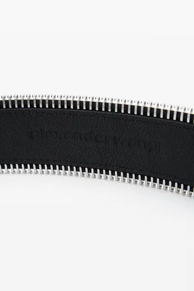 Alexander Wang Thin Zipper Belt In Crinkle Leather In Multi