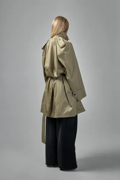 Balenciaga Draped Neck Midi Trench In Green