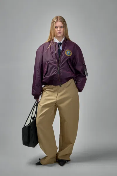Balenciaga Large Fit Bomber Jacket In Purple
