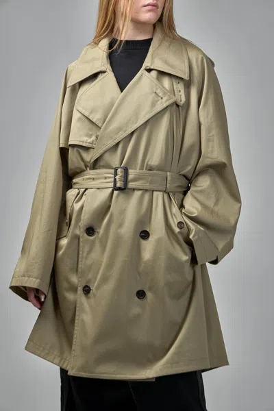 Balenciaga Draped Neck Midi Trench In Green