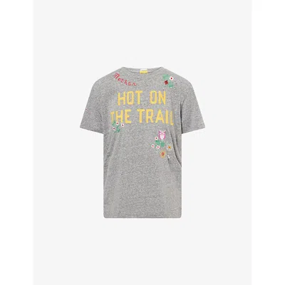 Mother Womens Hot On The Trail The Rowdy Embroidered Woven T-shirt In Gray
